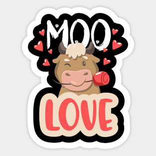 Moo Love Romantic Valentines Day Cow Funny My Love Heart Sticker